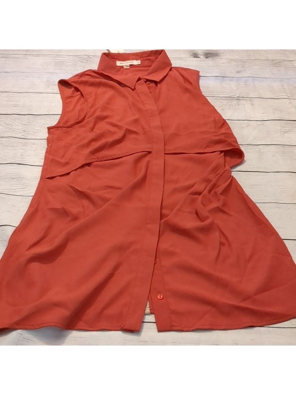 Mustard seed orange button down tunic sleeveless top size medium